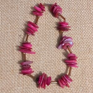 pink shell disc beaded bracelet